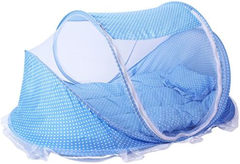 LLZJ Baby Crib Portable Mosquito Net Folding Infant Travel Cots Nursery Beds For Toddlers Mattress Multifunctional Sleeping Artifact Summer 0-2 Years Old,Blue