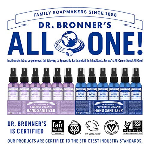 Dr. Bronner's Organic Hand Sanitizer Spray (Lavender, 2 ounce, 12