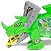 Best Choice Products Kids Triceratops Toy Car Carrier Holder Set w/ Carrying Handle, Wheels, 4 Vehicles, 6 Dinosaurs
