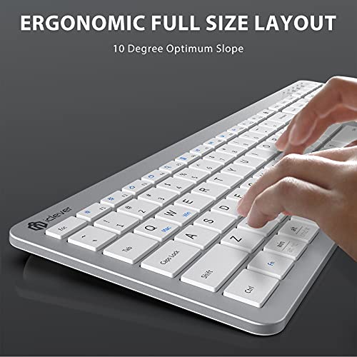 iClever Wireless Keyboard GKA33S Rechargeable White Keyboard with