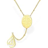 VASSAGO Islamic Ayatul Kursi Oval Necklace for Women Allah Teardrop Necklaces Arabic Muslim Quran Calligraphy Pendant Stainless steel Islam Eid Ramadan Gift Jewelry