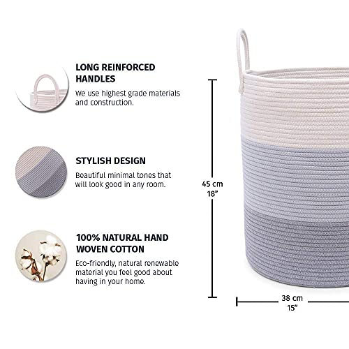 OrganiHaus Gray Nursery Laundry Basket 15x18 Farmhouse Hamper Basket