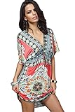 Angerella Women Low-out Short Sleeves Bohemia Bathing Suit Beach Dress Cover Ups