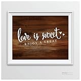 Andaz Press Wedding Party Signs, Rustic Wood Print, 8.5-inch x 11-inch, Love is Sweet, Enjoy a Treat Dessert Table Sign, 1-Pack