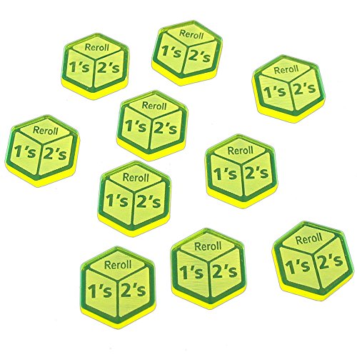 Reroll Ones and Twos Tokens, Fluorescent Yellow (10)