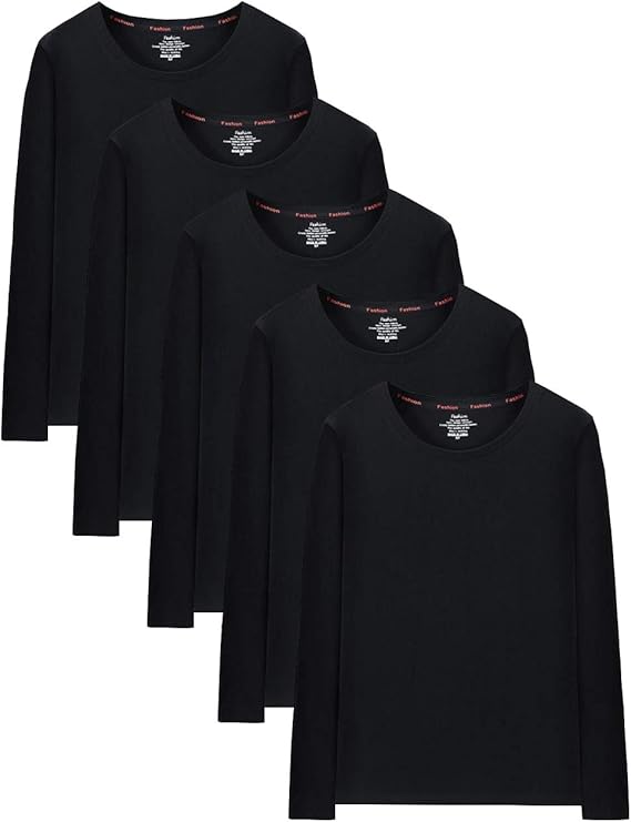Amazon インナーシャツ メンズ 長袖 Tシャツク保温ルーネック５枚組 柔らか温か 肌着 綿100 無地 下着 抗菌防臭加工 メンズ 春秋冬服 黒 白 インナーシャツ 通販