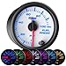 GlowShift White 7 Color 100 PSI Fuel Pressure Gauge Kit - Includes Electronic Sensor - White Dial - Clear Lens - for Car & Truck - 2-1/16