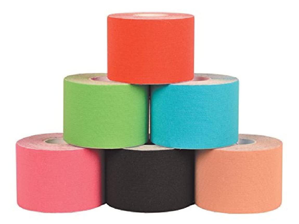 Gima - Ultra Adhesive Kinesiology Tape, Hypoallergenic, Waterproof and Elastic up to 160%, Thickness 0.48 mm, Dimensions: 5 m x 5 cm, 6 Colours Mix, for Sports and Physical Therapy, 6 Rolls