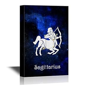 12 Zodiac Signs Constellation Canvas Wall Art - Sagittarius - Gallery Wrap Modern Home Art | Ready to Hang - 12x18 inches