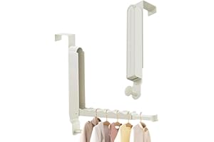 ZHIYUEJING Clothes Drying Rack Foldable, Travel Hangers, Collapsible, Portable, Over The Door Hooks and Wall Mount, No Drilling,Space Saving Hanging Rack for Dorm, Drying Rack Clothing（Ivory White）