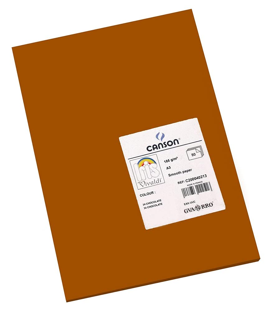 Canson Iris Vivaldi A3 185 GSM Smooth Colour Paper - Chocolate (Pack of 50 Sheets)