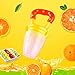 Baby Food Feeder, YCGRE Reusable Fresh Fruit Nibbler Pacifier BPA Free Infant Teething Toy with 2 Pack Baby Feeding Spoons for Toddler & Kids Bonus 3 Pcs Replacement Silicone Pouches (Boy)