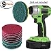 SIQUK 9 Pieces Scrub Pads 4 Inches Drill Power Brush Tile Scrubber Scouring Pads Cleaning Kit including 3 Kinds of Abrasive Buffing Pads Replacement and 1 Pc Hook Attachment for House Cleaning