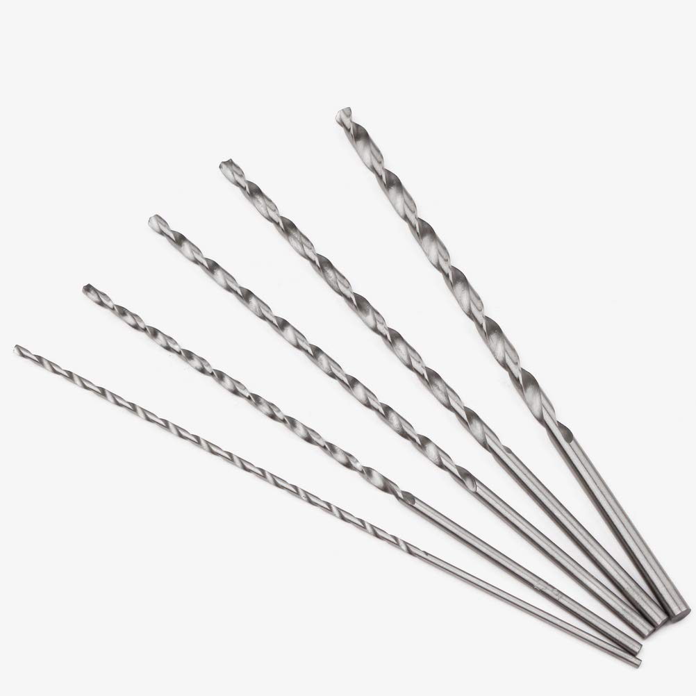 5 PCS Extra Long Twist Drill Bits, 150 mm Long High-Speed Steel Wood Drill Bits, 2MM 3MM 3.5MM 4MM 5MM Hardness Spiral Wood Drill Bit Straight Shank Set for Drilling Tool