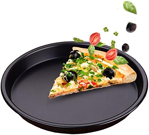 Carbon Steel Pie Quiche Baking Pans Tin Dishes Tray, Baking Mold Pizza Plate Nonstick, 6-12 Inch Baking Pan Baking Tool,Black Diameter 9 Inches