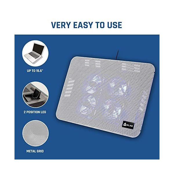 KLIM-Serenity-Laptop-Cooling-Stand-for-Laptop-11-to-156-inches-Perfect-for-Small-and-Medium-Laptops-Stable-And-Sturdy-Metal-Grid-Silent-Laptop-Cooling-Pad-NEW-2021-White KLIM Serenity + Laptop Cooling Stand for Laptop + 11 to 15.6 inches + Perfect for Small and Medium Laptops + Stable And…