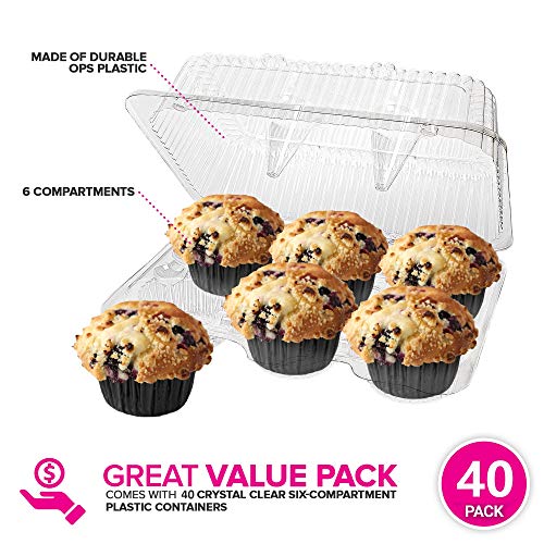 Stock-Your-Home-6-Compartment-Disposable-Containers-40-Count-Plastic-Cupcake-Containers-Disposable-Trays-for-Cupcakes-Muffins-Hinged-Lock-Cupcake-Clamshell-Deep-Cups-for-Cupcake-Storage