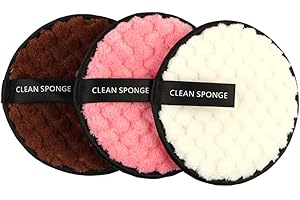 JewelryWe 3pcs Reusable Makeup Remover Pads Double-Side Washable Makeup Removal Cloth Facial and Skin Care Puff Sponge