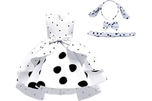 IMEKIS Kids Girls Dalmatian Costume White Dress with Headband Tail Halloween Cosplay Toddler Baby Birthday Outfit Photo Shoot