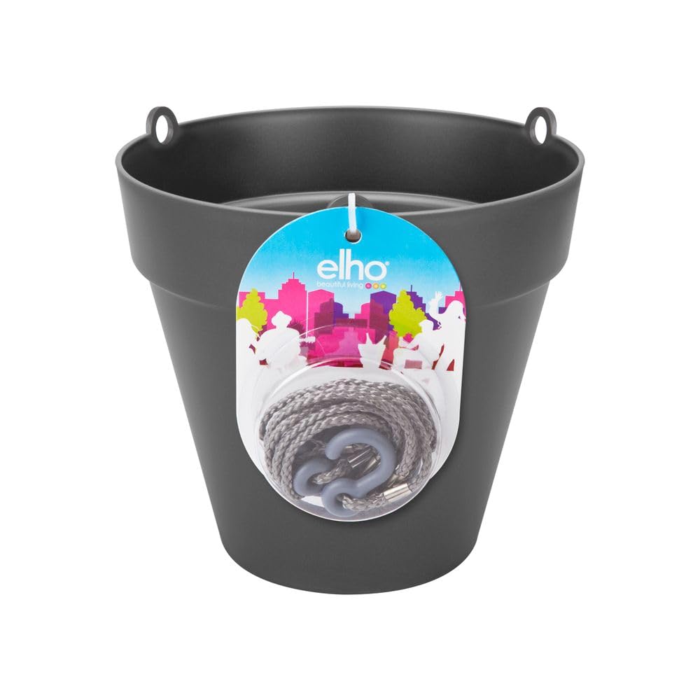 Elho Loft Urban Hanging Basket 20 - Flowerpot - Anthracite - Outdoor & Balcony - Ø 19.6 x H 18.7 cm