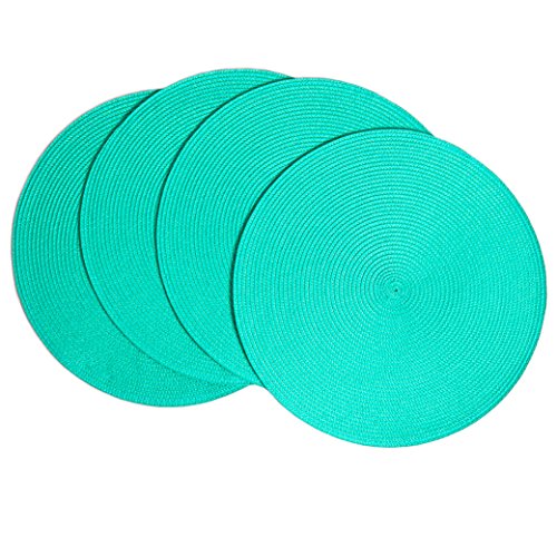 Benson Mills Victorian 15-Inch Round Placemats, Teal, Set of 4