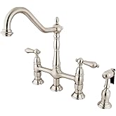 Kingston Brass KS1278ALBS Heritage Bridge Kitchen Faucet, 8-3/4", Brushed Nickel
