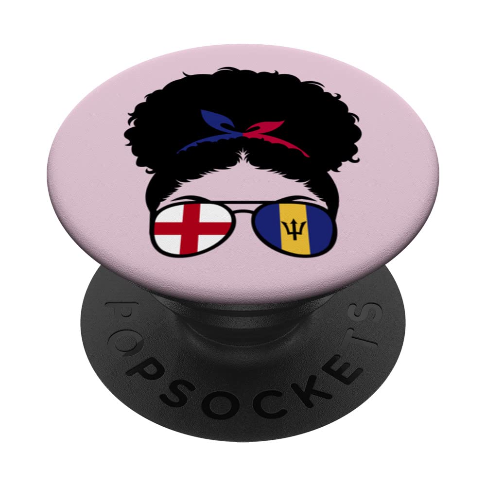 England and Barbados Mix Afro Hair Half English half Bajan PopSockets Swappable PopGrip
