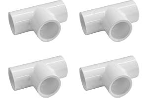 LESSO AMERICA LESSO 4PCS 3/4 Inch Tee PVC Fitting 3 Way Connector, Furniture Grade Corner Fittings for DIY Building Furniture Greenhouse Shed Pipe Fittings Tent Connection (Pack of 4)