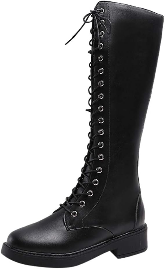 knee high boots thick heel
