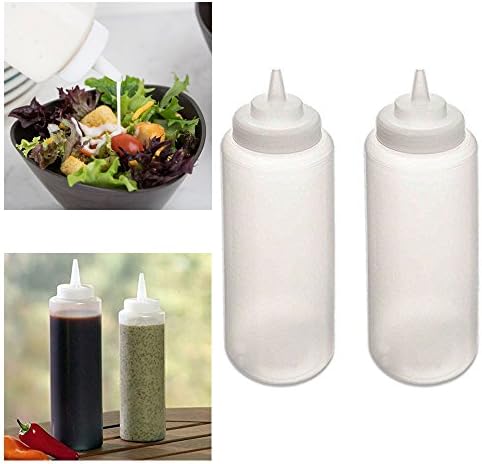 2 Pc Squeeze Bottles Ketchup Mustard BBQ Containers Dispenser Kitchen Condiments