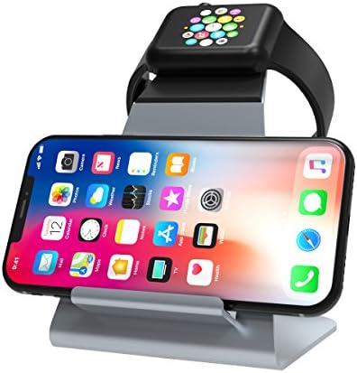 XUNMEJ Apple Watch Stand Apple Watch Charging Dock Stand Bracket Station Holder for Apple Watch Series 3/Series 2/ Series 1 (42mm 38mm) iPhone X 8 8plus 7 7plus 6S 6plus (Gray)