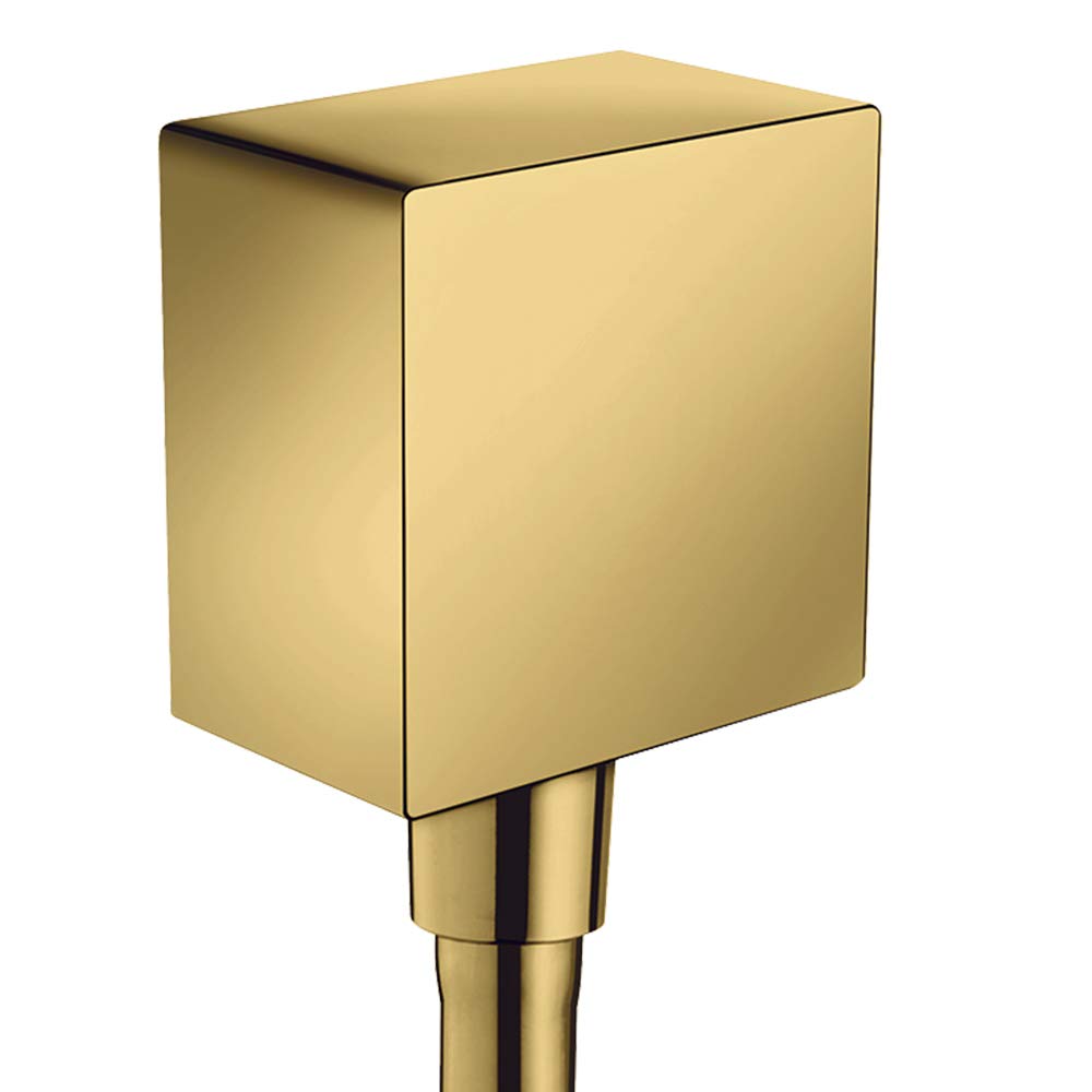 Hansgrohe Fixfit Wall Outlet Square With Non-Return Valve, Polished Gold-Optic, 26455990
