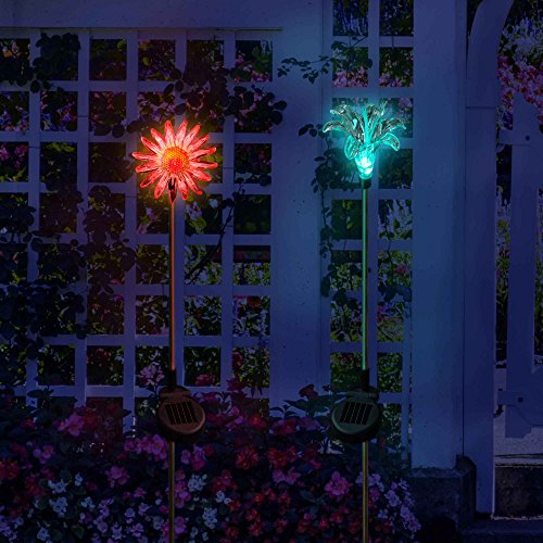 image for SolarDuke Flower Garden Lights Solar Powered Outdoor Stakes Color Chan