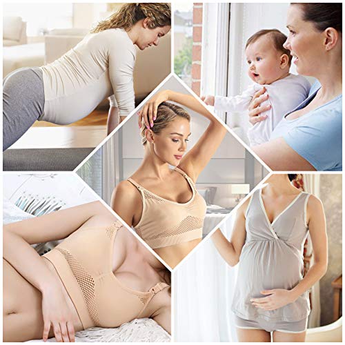 Wirezoll Nursing Bra, Wireless Women Soft Full Bust Bra for Maternity Breastfeeding and Sleep with Extra Bra Extenders Clips