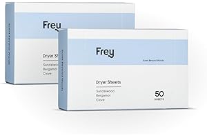 FREY Naturally Scented Dryer Sheets - Fabric Softener for Soft, Fresh & Clean Clothes (2-pack, Bergamot Beach)