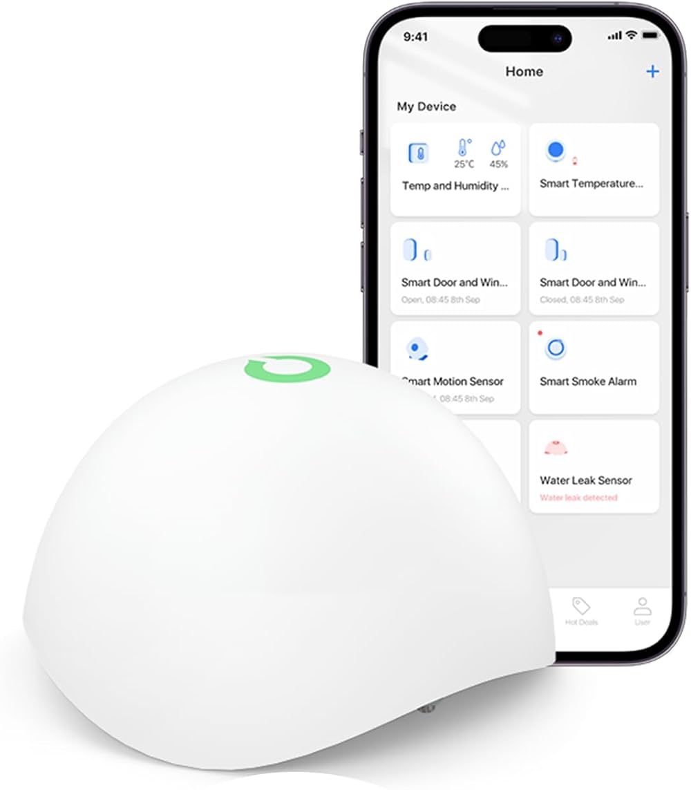 Meross Smart Water Leak Detector Hub Required App Alert IP67 HomeKit
