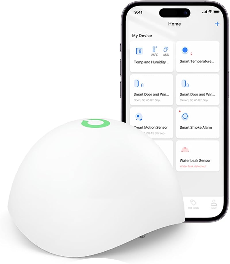 Meross Smart Water Leak Detector Hub Required App Alert IP67 HomeKit