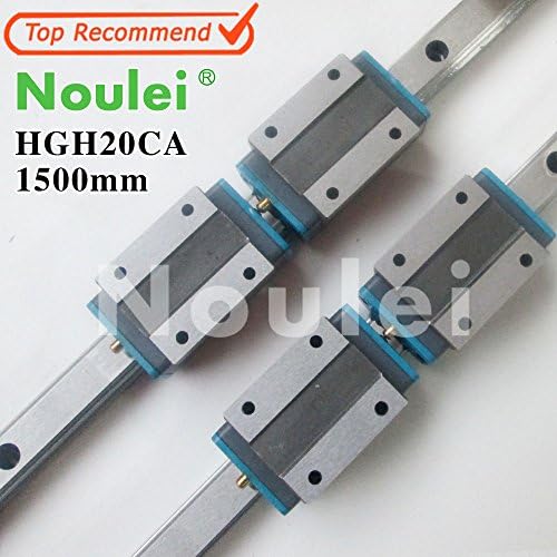 Noulei HGH20CA Linear Guide Rail (1500mm HGH20 with 2pcs Bearing Block,2set)