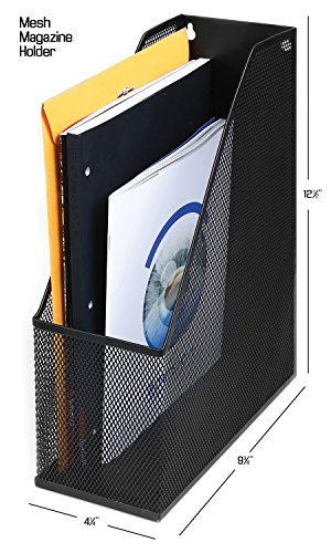 YBM HOME Mesh Deluxe Magazine Rack, Extra Wide, Wall Mount Steel ...