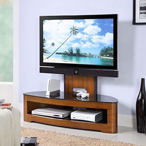 Center One Jual JF209 - Media Unit TV Stand - Curved, TV Bracket - Walnut, Piano Glass by Center One Furniture
