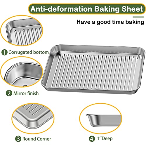 Baking Sheet with Rack Set (3 Pans + 3 Racks), Stainless Steel Cookie