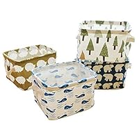 Miaro 4 Pack Canvas Storage Basket Bins, Home Decor Organizers Bag for Adult Makeup, Baby Toys liners, Books (4 pack, tree,bear,hedgehog,whale)