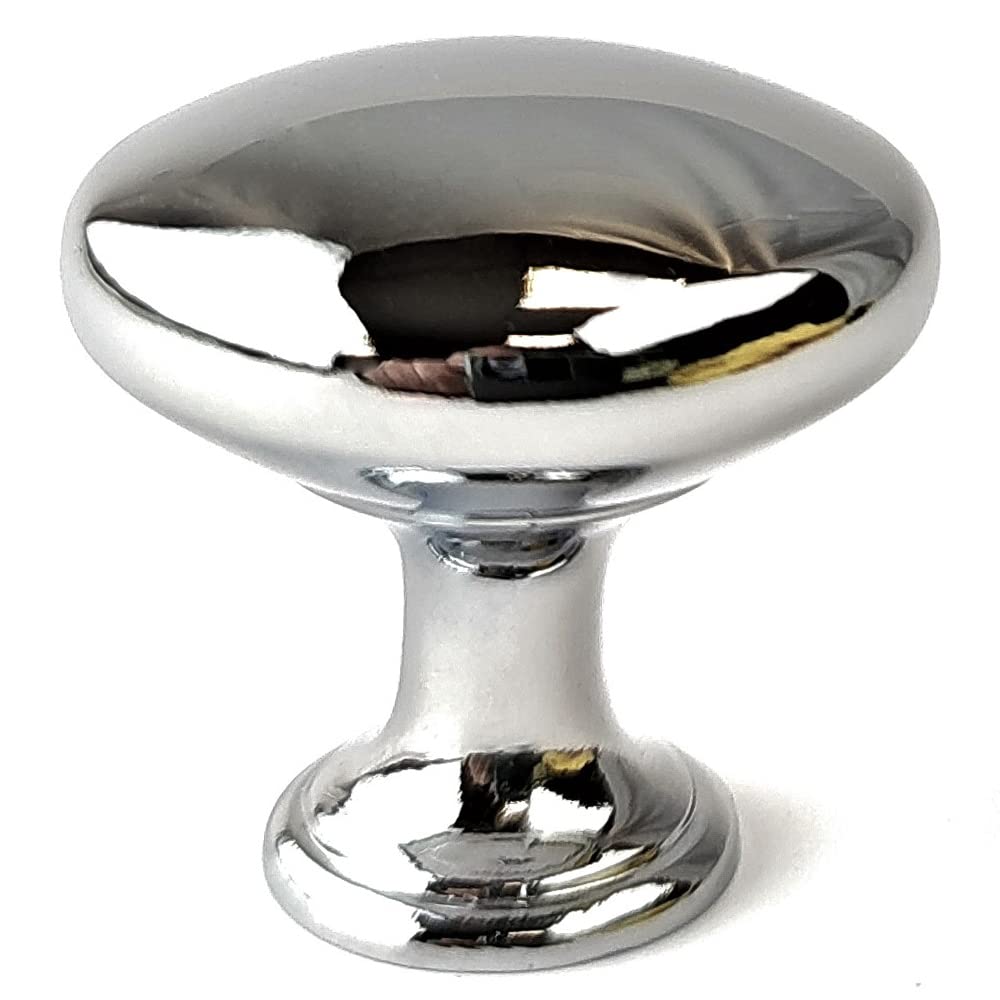 French Furniture Fittings Set of 6 Kitchen Cabinet Drawer Knobs in Polished Chrome for Cupboard Doors and Drawers Round Handles, Paris Collection 29mm Small Size