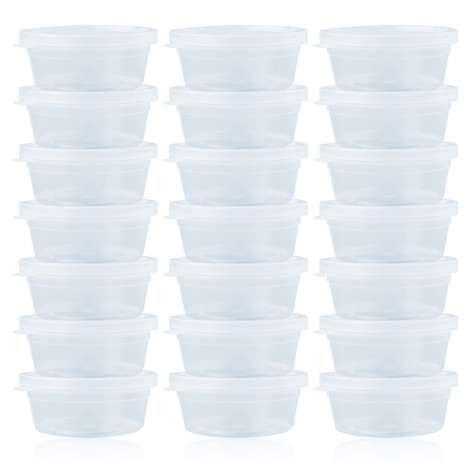 LAMXD Slime Storage Containers 24 Pack, Leakproof Clear Plastic Foam Ball Storage Cups Storage Jars Containers With Lids Slime Pots Tubs