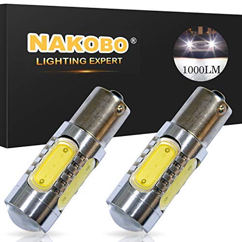 NAKOBO [2 peices] P21W Super Bright Turn Signal Light BA15S 1156 COB Car LED Bulb Tail Light Back Up Reverse Rv lights