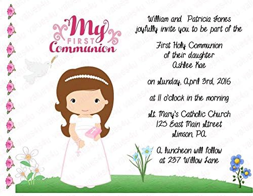 Personalized Communion Invitations (communion girl1022) (sold in packs of 12)