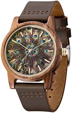 Wooden Watch,BIOSTON Handmade Unisex Military Quartz Casual Leather Wristwatches
