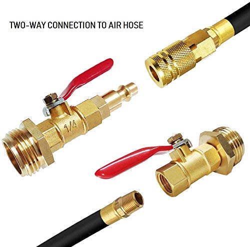 Winterize Blowout Adapter with 1/4" Male Quick Plug & 3/4" Male GHT Thread,Brass Quick Fitting with Ball Valve for Blowing Out Water to Winterize Garden Hose, Sprinkler Systems, etc. (Male GHT) - Thumbnail 3