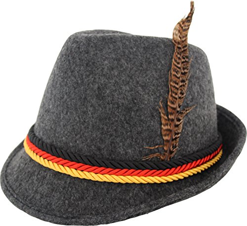 German Alpine Bavarian Oktoberfest Costume Hat with Feather
