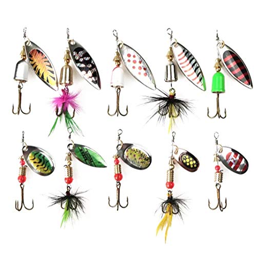 Angelköder, Spinnköder, 10 Stück, mit Angelzubehör, Stahlkopf-Köder, Barsch, Forelle, Lachs, Hartmetall, Spinnköder-Set